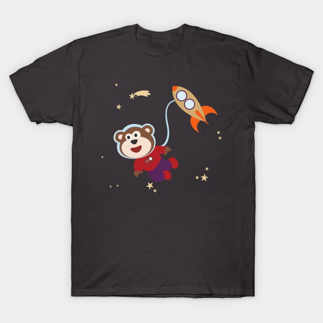 Space monkey or astronaut in a space suit with cartoon style T-Shirt by KIDS APPAREL